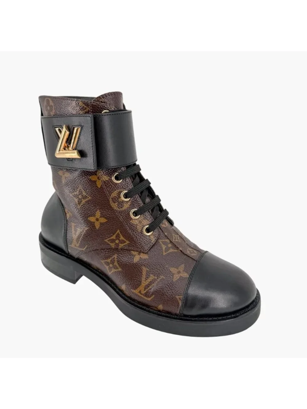 Louis Vuitton Ranger Wonderland Combat Boots Brown LV Size 36.5 US 6.5 Women’s